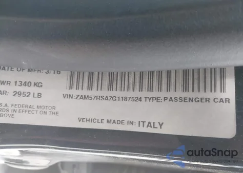 2016 Maserati Ghibli S z USA, uszkodzony, nr VIN ZAM57RSA7G1187524